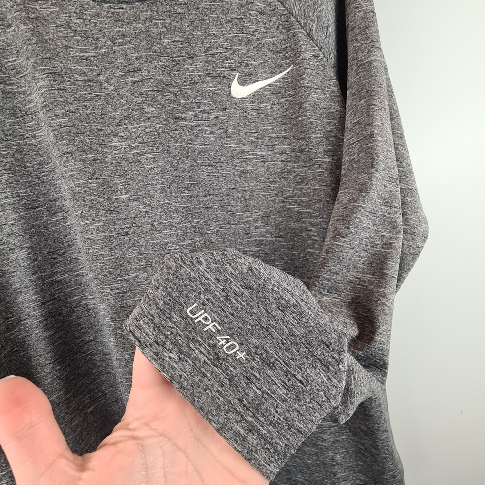 Nike Swim Mens Dri-FIT UPF 40+ Long Sleeve Rash Guard Heather Gray Large L - Picture 6 of 8